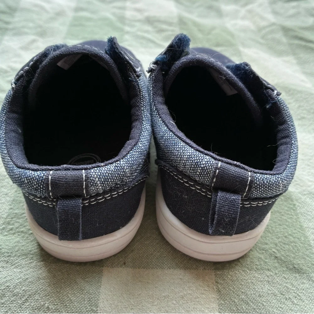 wonder nation Baby 5 Navy Slip-On Canvas Sneakers Velcro Closure Walkers